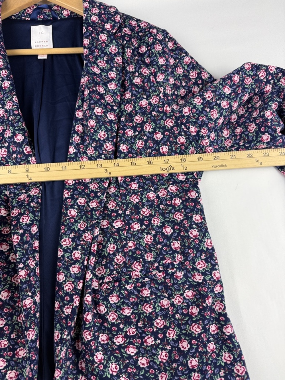 LC Lauren Conrad Navy Floral Jacket Size M Lined Feminine Chic - Picture 3 of 8